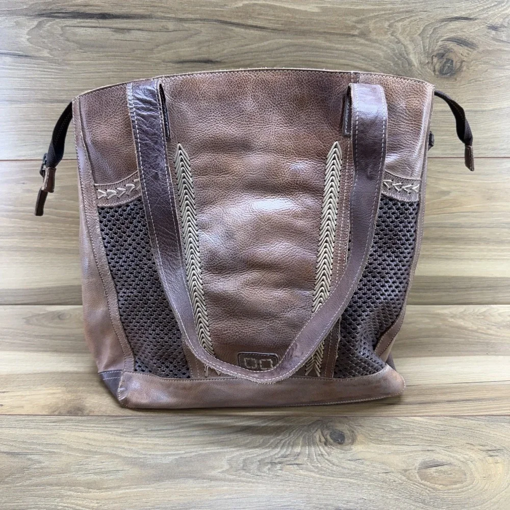 Bed Stu Amelie Rustic Boho Large Tote Bag Weave Expandable Zipper